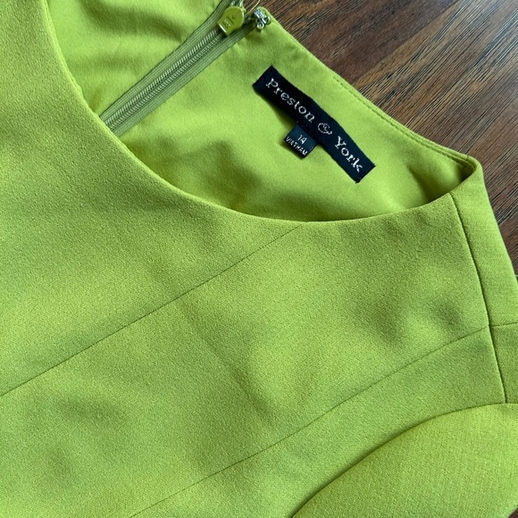 Preston & York Women’s Size 14 Midi Dress Back Zipper Lime Green - Picture 6 of 7